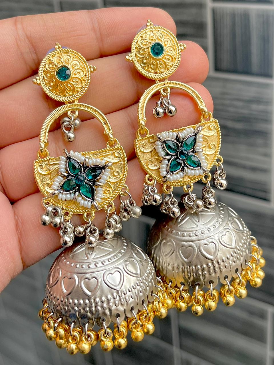 Beautiful Premium Quality Light Weight Oxidised Jhumka..